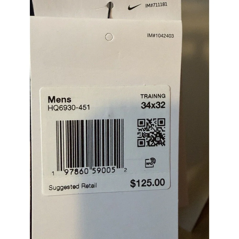 Nike Men's Blue Training Pants Standard Fit 5 Pocket 34x32 UPF 40+ HQ6930-451